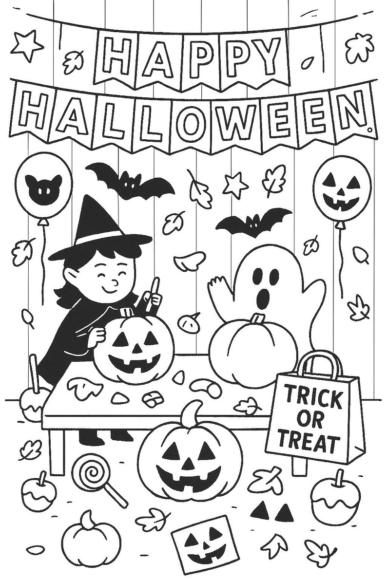 Kids Halloween Coloring Pages Bundle | Printable Spooky Cute Activity ...