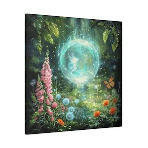 Digital Download: Enchanted Forest Orb and Ethereal Fairy – Magical Digital Art Print, Fantasy Nature Decor and Whimsical Art
