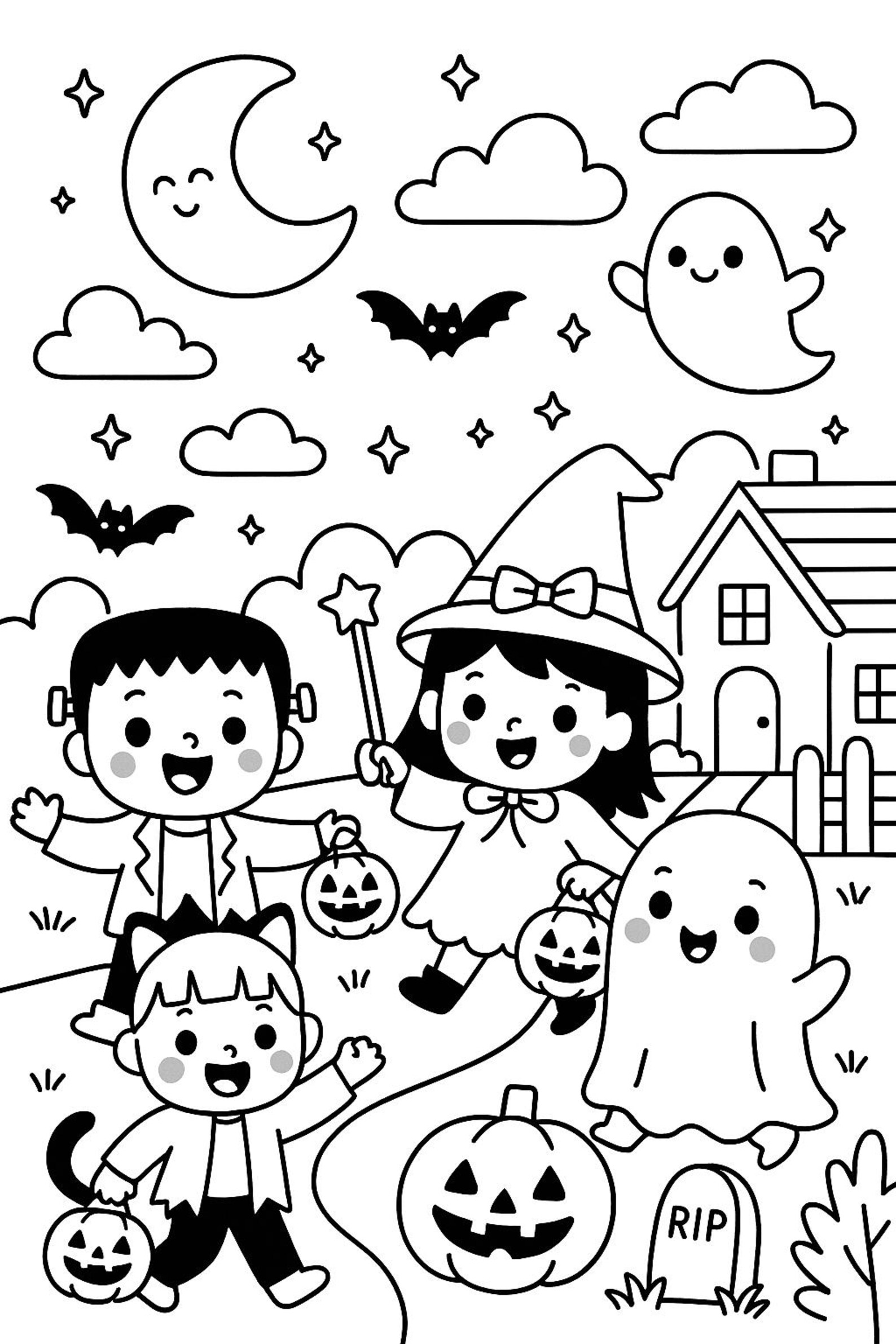 Kids Halloween Coloring Pages Bundle | Printable Spooky Cute Activity ...