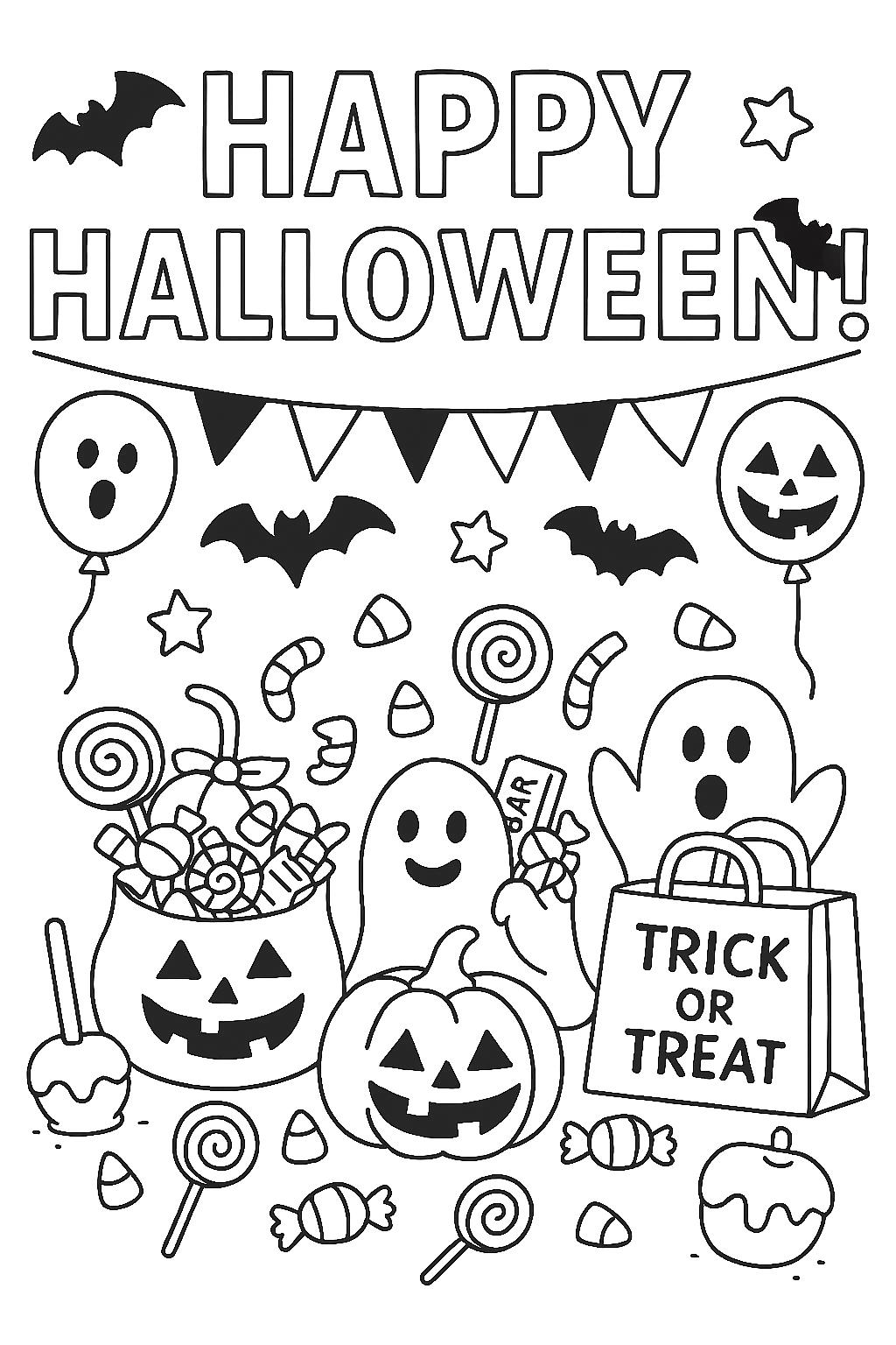 Kids Halloween Coloring Pages Bundle | Printable Spooky Cute Activity ...