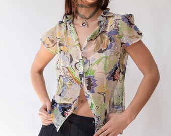 00s Paisley Silk Chiffon Top