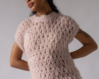 70s Mohair Crochet Cloud Top