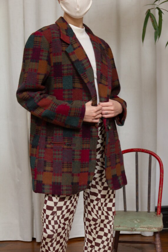 1980s Patchwork Plaid Blazer