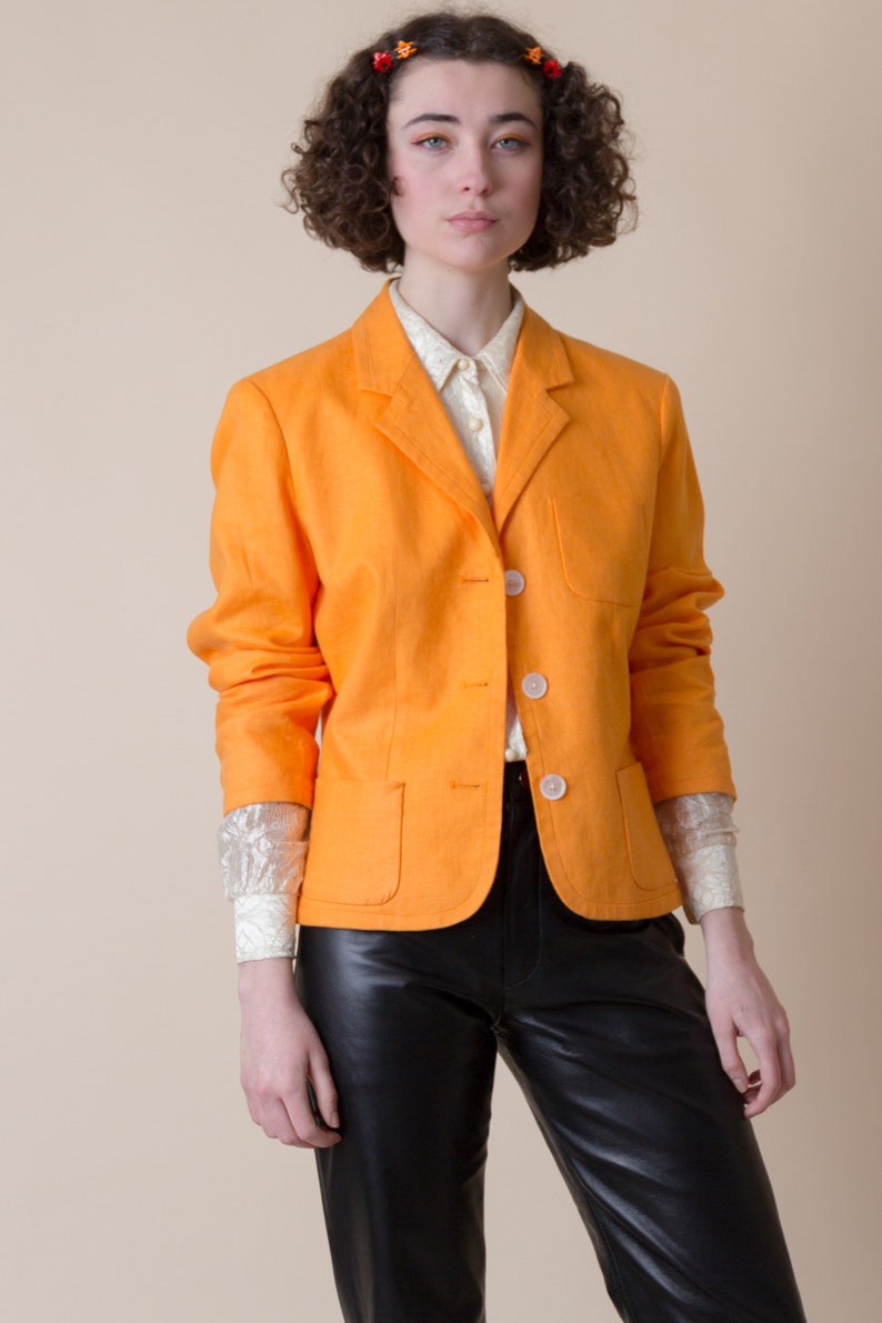 orange linen blazer