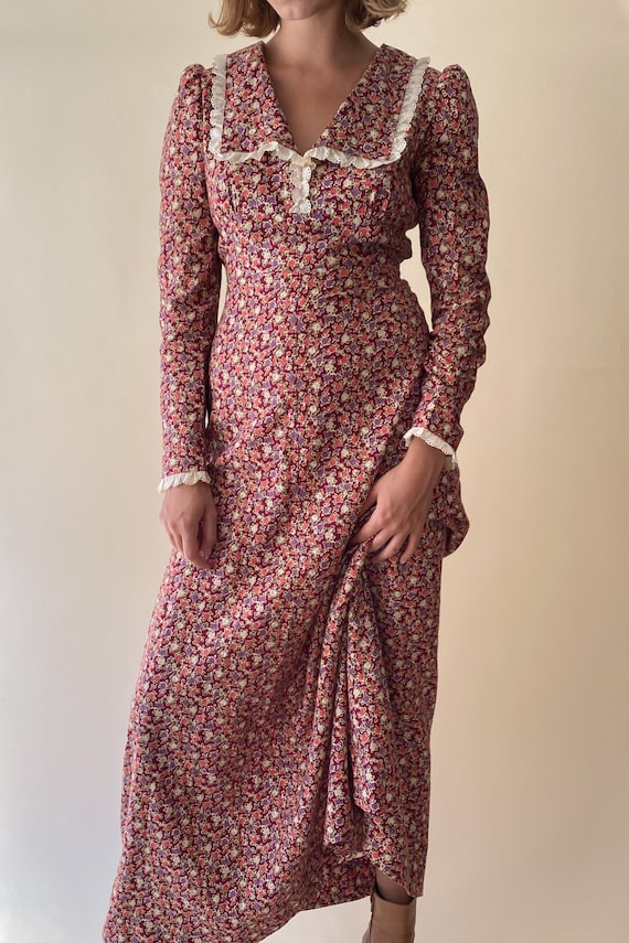 1970s Floral Cotton Prairie Dress