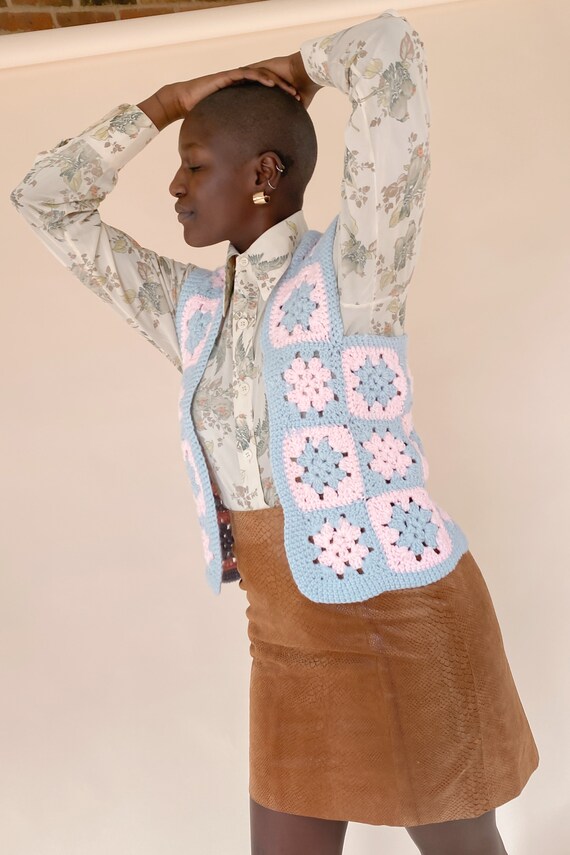 1970s Hand-Crochet Pastel Vest