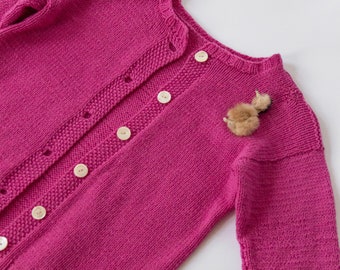 50s Handknit Fuchsia Cardigan