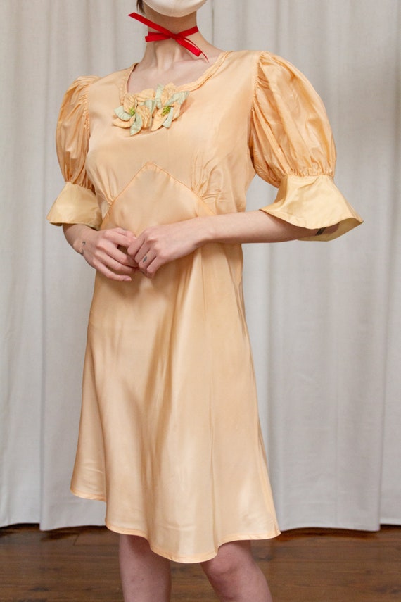 1930s Peach Georgette Tea Dress