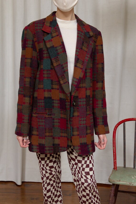 1980s Patchwork Plaid Blazer