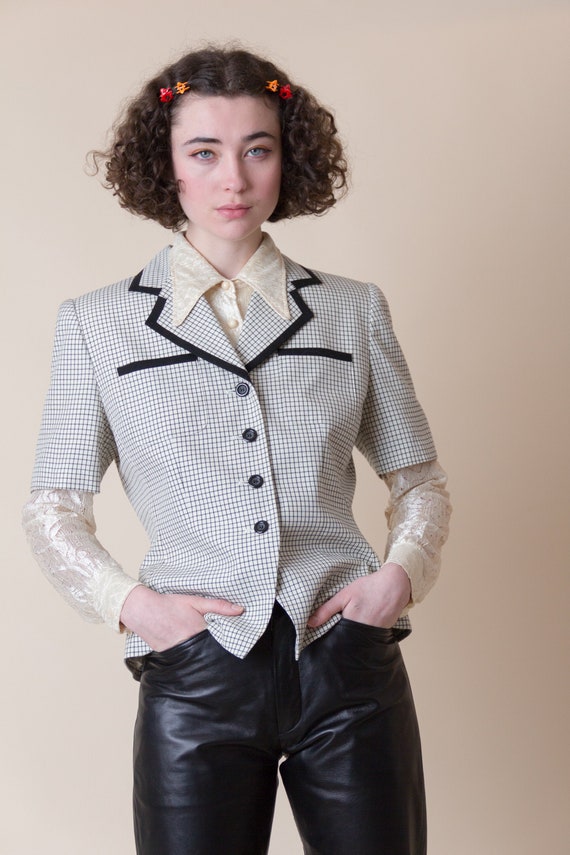 1990s Grid Short Sleeve Blazer
