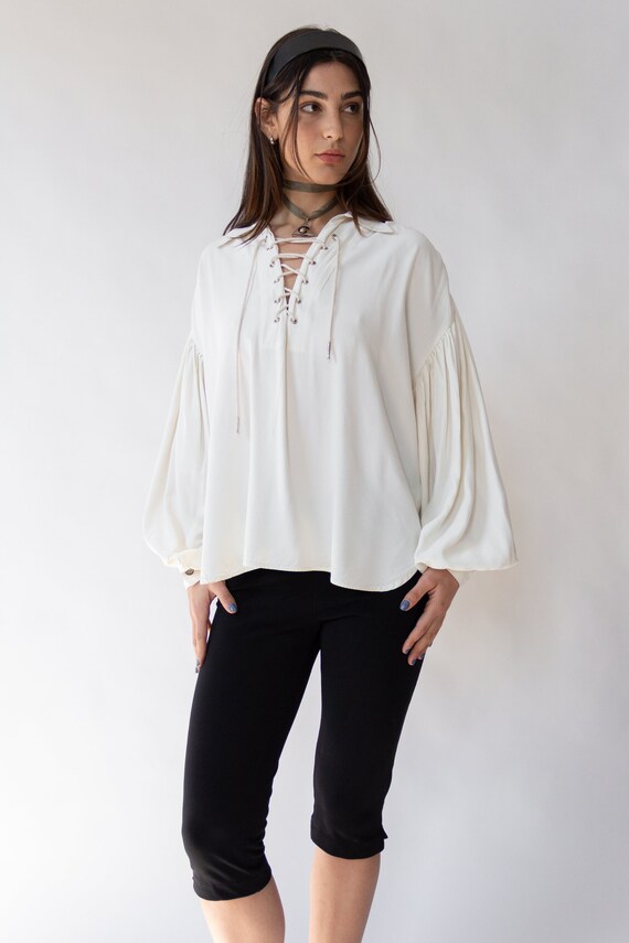 80s Laced Balloon Sleeve Tunic