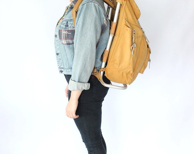 Vintage 70s Mustard Yellow Hiking Backpack // Camping Outdoors Etsy