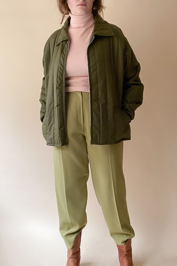 1970s Army Green Quilted Liner Jacket