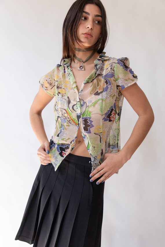 00s Paisley Silk Chiffon Top