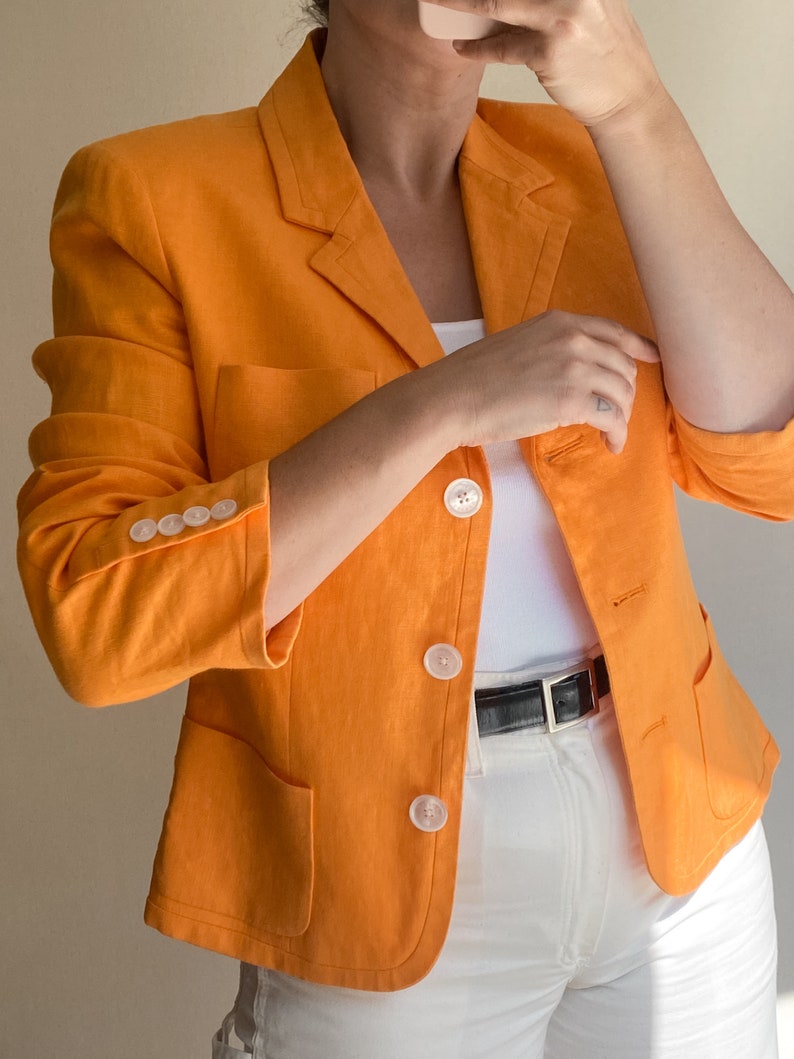 orange linen blazer