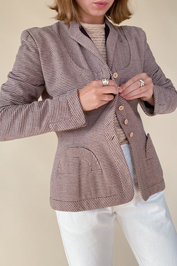 1940s Crepe Wool Striped Blazer