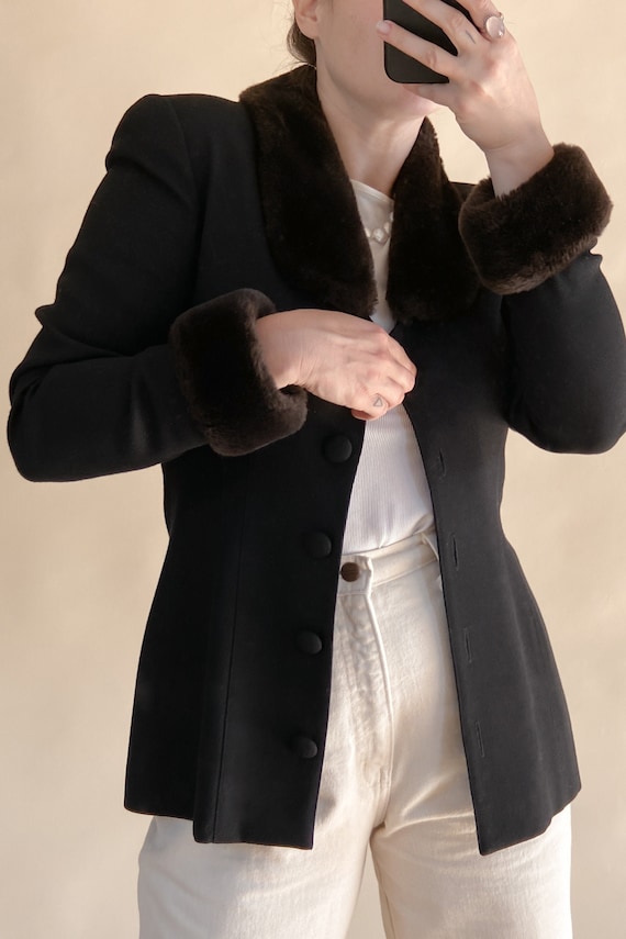 1990s Fur Collar + Cuff Wool Jacket