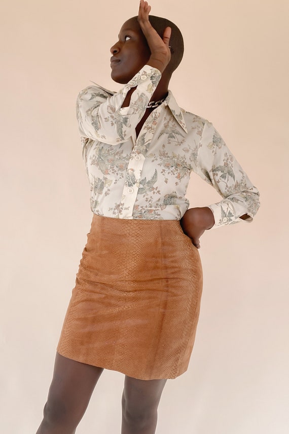 1980s Amber Snakeskin Mini Skirt