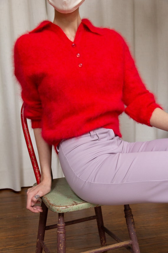 1950s Angora Tomato Red Henley