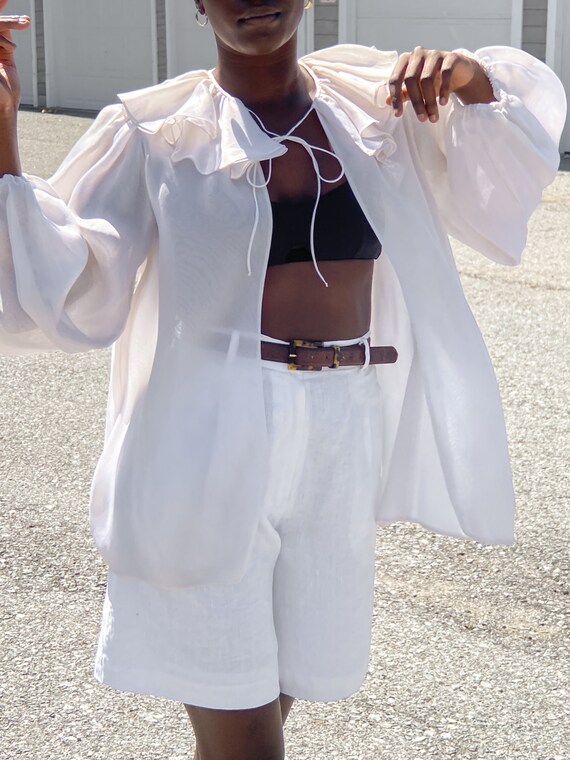 1980s White Linen Shorts | sz 6