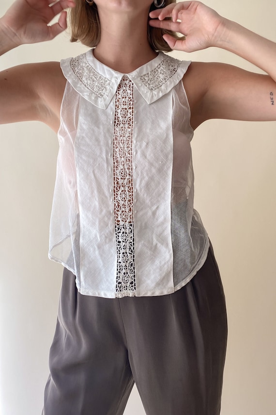 1910s Edwardian Cotton + Lace Dickie