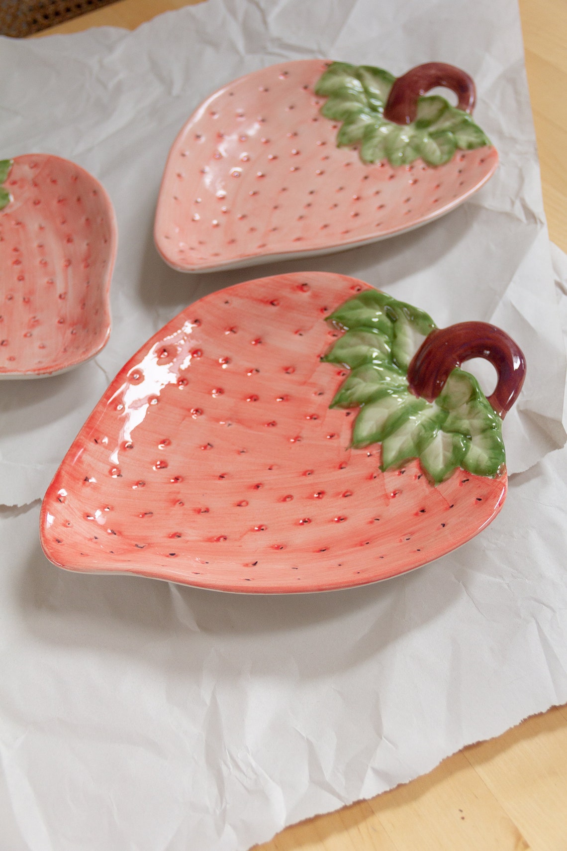 Strawberry Ceramic Platter Plate Etsy
