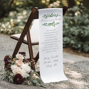 Wedding Memorial Chair Signage, Custom Wedding Memorial Family Sign, Boho Wedding Fabric Sign, Wedding Decor, Wedding Gift Fabric Banner