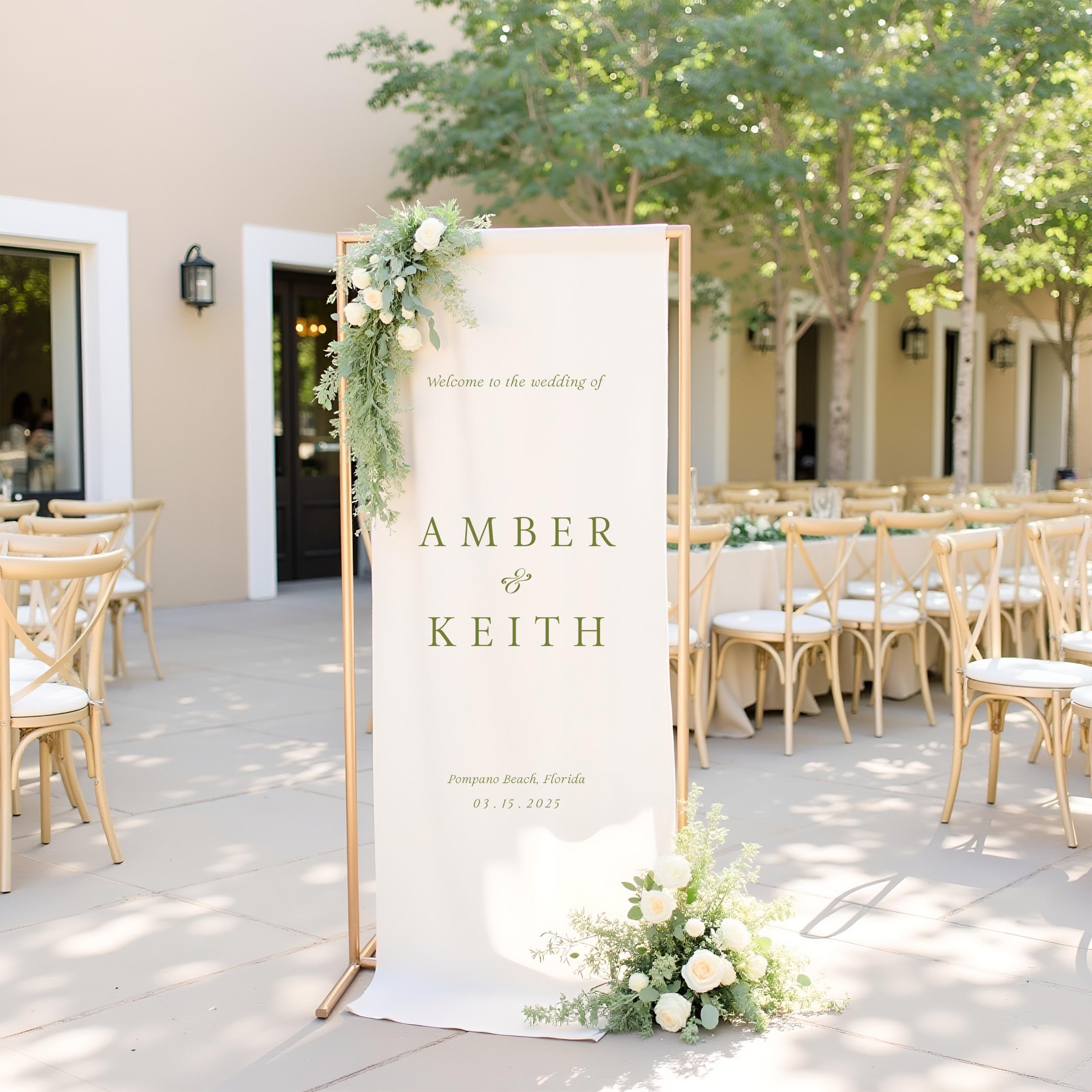 Cotton Wedding Sign – Minimalist Fabric Wedding Decor – Custom Sign for Ceremony or Reception