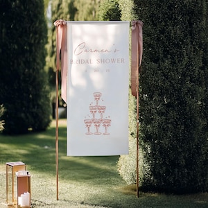 Cartello di benvenuto personalizzato per addio al nubilato / Decorazione personalizzata per addio al nubilato all'aperto / Elegante design per calici da champagne / Abito da sposa per futura sposa