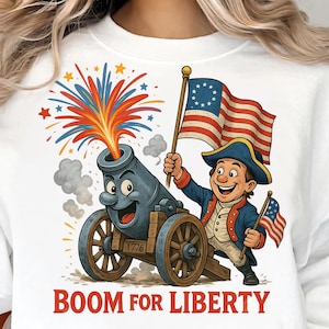 Boom For Liberty PNG, Canhão Engraçado dos EUA PNG, Desenho Animado da Revolução Patriótica, Sublimação do Dia da Independência de 1776, Arte de Fogos de Artifício da Liberdade