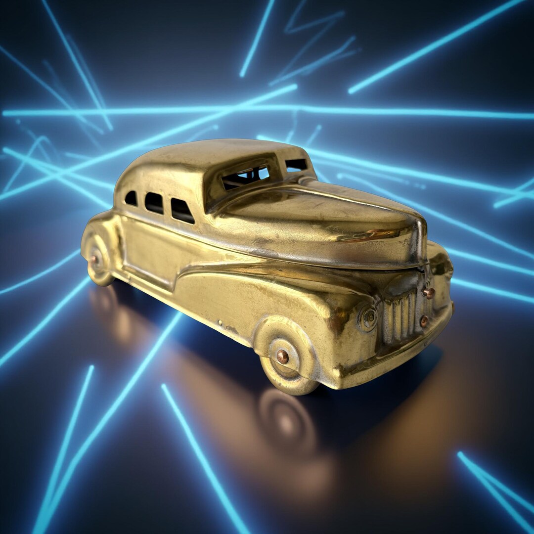 Betel Motor Car - Patented Charming Art Deco Gold Colored Brass ...