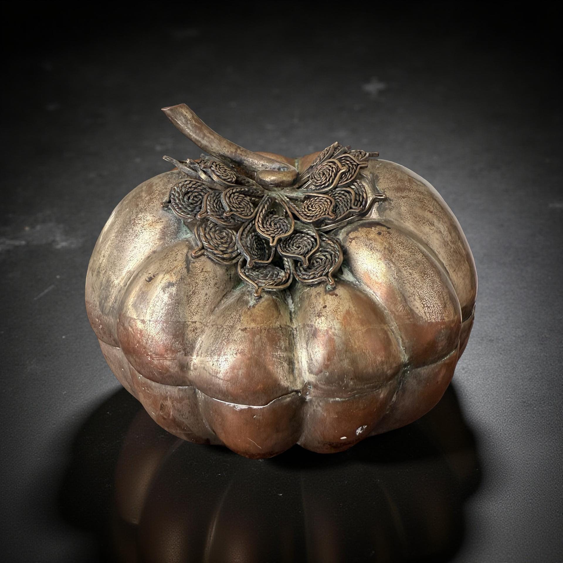 Mid-century Cambodian Silver-plated Copper Betel Box in the Shape