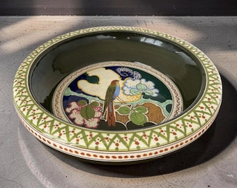 Set Black Pottery Vase + Tray (bowl). Flora / Jumbo Gouda Holland