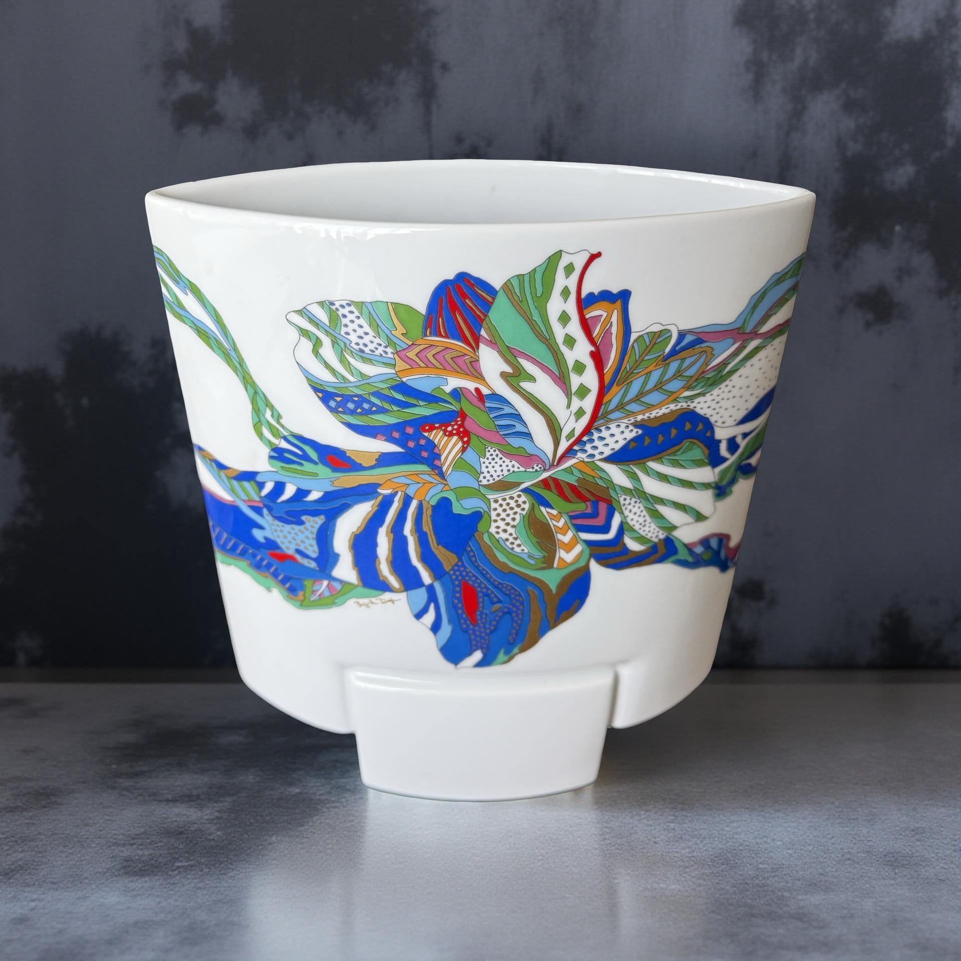 Lino Sabattini 1980年代 ステンレス 花器　直筆サイン入 Lino Sabattini 1980年代 ステンレス 花器直筆サイン入