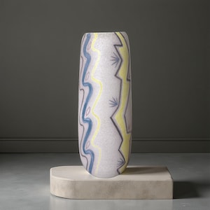 Designed by Frank Carpay for Ambacht Volendam Holland - mid century 1950's ceramic vase with an abstract decoration.