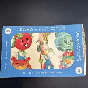 1951 Meyercord Decals X 124-A Large Anthropomorphic Vegetables (some Damage)