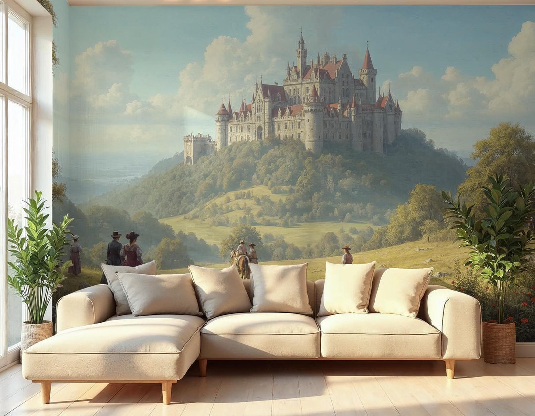 Castle Landscape Wallpaper, Scenic Wall Mural Countryside With Animals ...