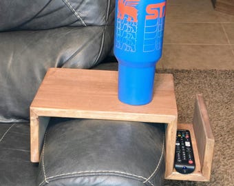 Handcrafted Wooden Sofa Arm Tray: Versatile Living Room Organizer for Drinks, Books, and Remote Control