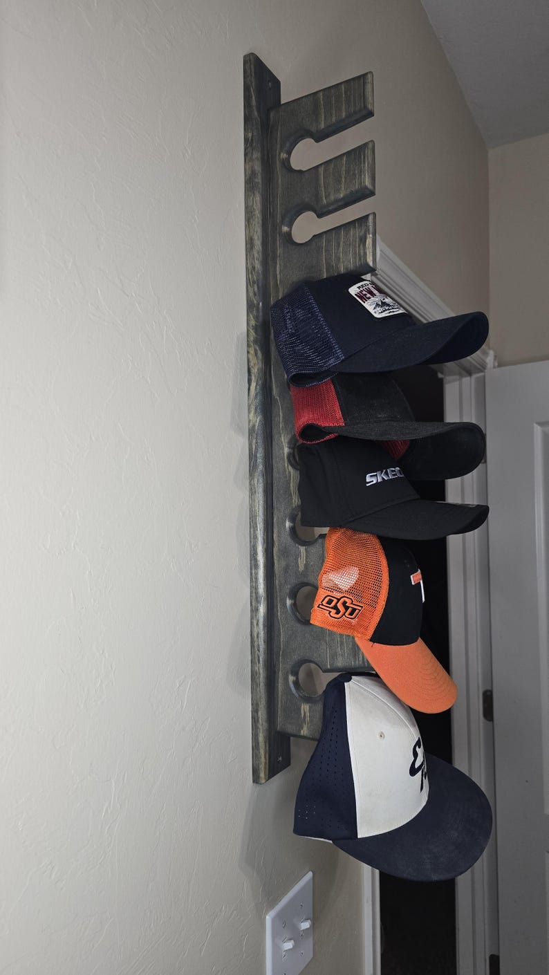 Vertical Cap Rack Baseball Hat Rack for Wall Wooden Cap Organizer Vertical Hat Holder for ...