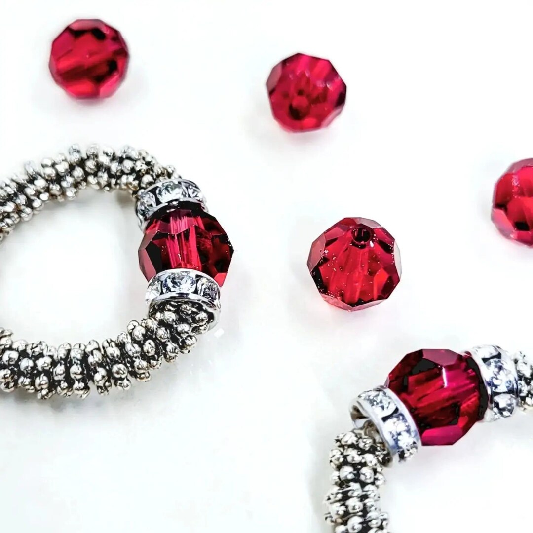 Swarovski Ruby Crystal Ring | Stretch. Flexible Sizing. Gift for Her ...