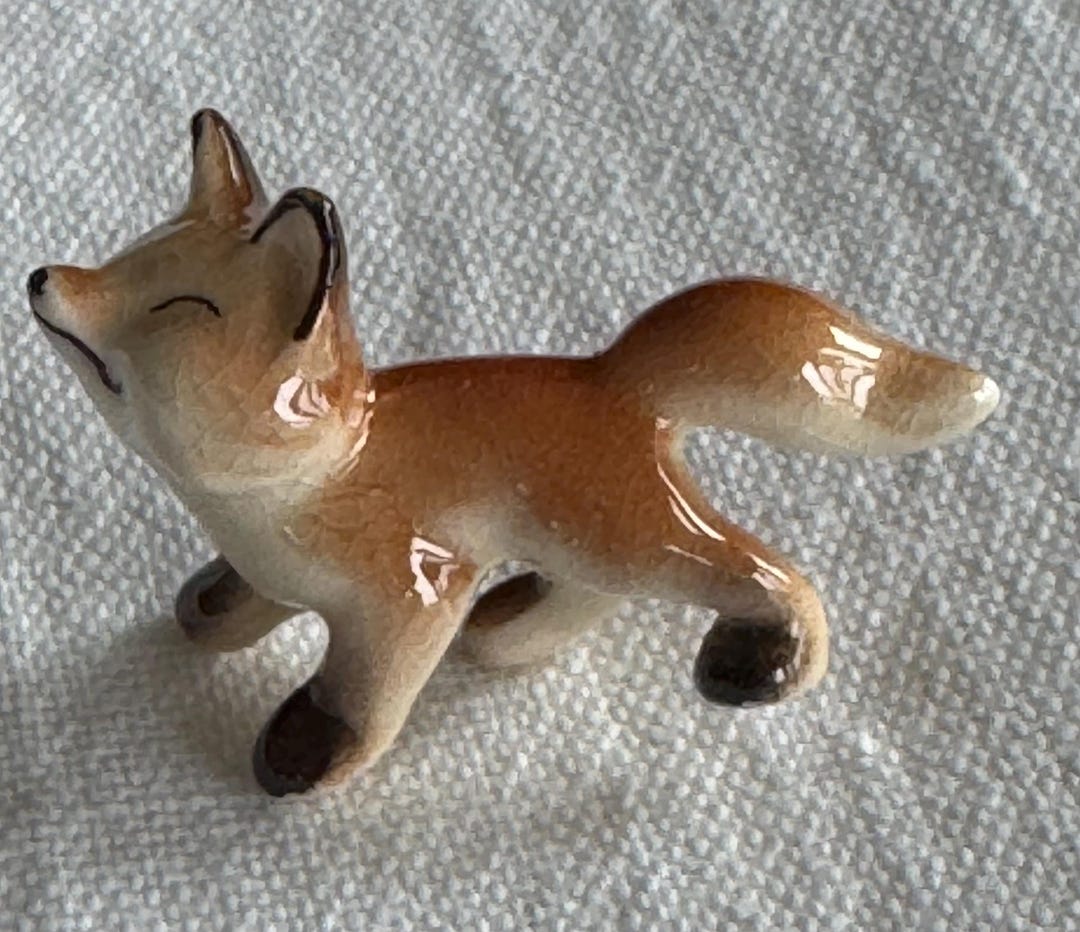 Vintage Ceramic Fox Miniature Figurine 1/2” Tall Type Tray Display - Etsy