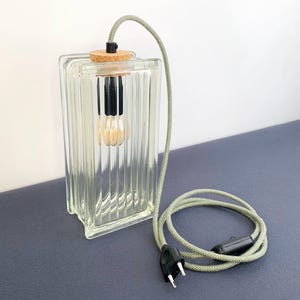 Tischlampe Glasbaustein Lampe mit Kabel und Stecker