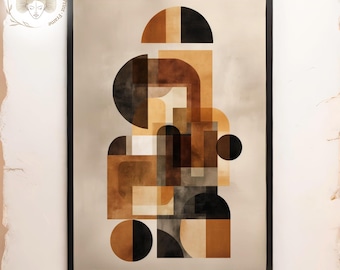 Mid-Century Modern Geometric Print: Abstract Colorful Shapes (Digital Download)