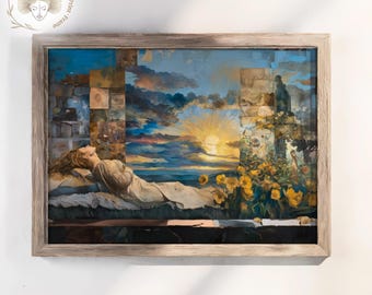 Emotional Landscape Oil Painting: Woman's Transformation Surreal Art (Digital Downloadable Print