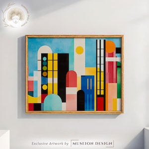 Modern Bauhaus Poster | Abstract Geometric Wall Art | Mid Century Minimalist Retro Wall Art | Bauhaus Poster Print | Digital Download