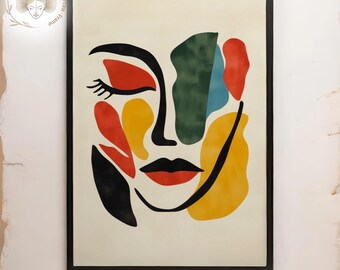 Henri Matisse Print: Abstract Face, Modern Geometric Art (Digital Download)