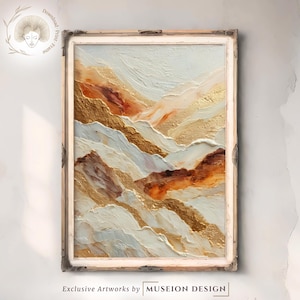 Gold Abstract Brush Stroke Art Print: Beige Texture Painting (Digital Download)