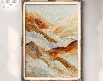 Gold Abstract Brush Stroke Art Print: Beige Texture Painting (Digital Download)