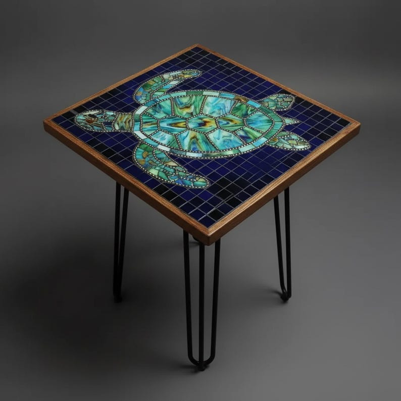 Tabletop Turtle DIY Sea Turtle Mosaic Table Kit | Stained Glass Art Project - Etsy