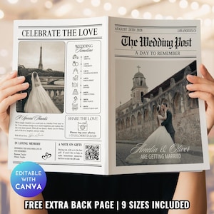 Wedding Newspaper Program Template: DIY Itinerary, Timeline (Digital Download)